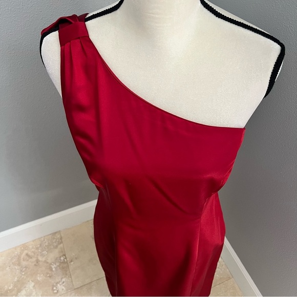 ANTONIO MELANI Red Asymmetrical One-Shoulder Cocktail Dress - Picture 8 of 12